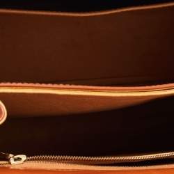 Pre Owned MCM Cognac Visetos Coated Canvas and Leather Heritage Top Handle Bag