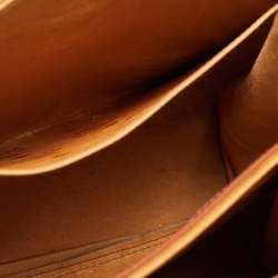 Pre Owned MCM Cognac Visetos Coated Canvas and Leather Heritage Top Handle Bag