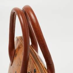 MCM Cognac Visetos Coated Canvas Heritage Bowler Bag