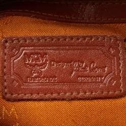 MCM Cognac Visetos Coated Canvas Heritage Bowler Bag