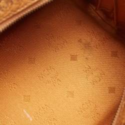 MCM Cognac Visetos Coated Canvas Boston Bag