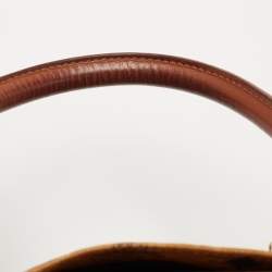 MCM Cognac Visetos Coated Canvas Boston Bag