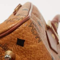 MCM Cognac Visetos Coated Canvas Boston Bag