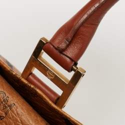 MCM Cognac Visetos Coated Canvas Boston Bag