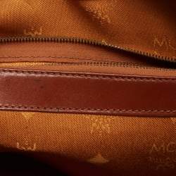 MCM Cognac Visetos Coated Canvas Boston Bag