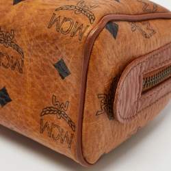 MCM Cognac Visetos Coated Canvas Mini Boston Crossbody  Bag