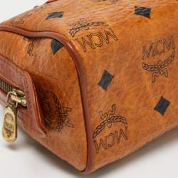 MCM Cognac Visetos Coated Canvas Mini Boston Crossbody  Bag