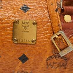 MCM Cognac Visetos Coated Canvas Mini Boston Crossbody  Bag