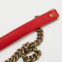 MCM Red Quilted Leather Chain Shoulder Bag