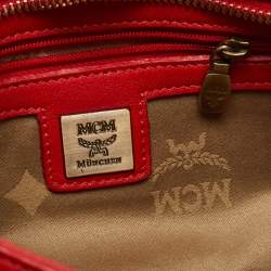 MCM Red Quilted Leather Chain Shoulder Bag