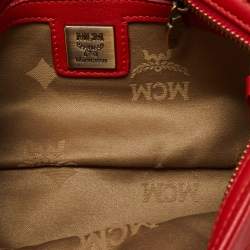 MCM Red Quilted Leather Chain Shoulder Bag