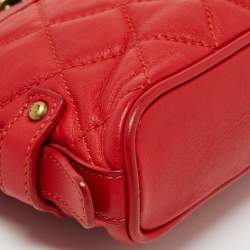 MCM Red Quilted Leather Chain Shoulder Bag