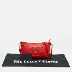 MCM Red Quilted Leather Chain Shoulder Bag