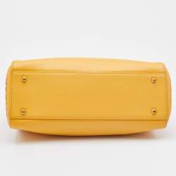 Pre Owned MCM Yellow/Pink Leather and Calf Hair Satchel