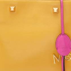 Pre Owned MCM Yellow/Pink Leather and Calf Hair Satchel