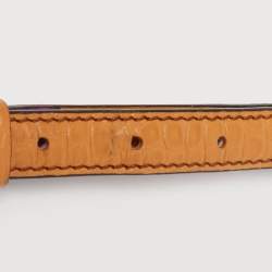 MCM Orange/Pink Croc Embossed and Leather Buckle Flap Top Handle Bag