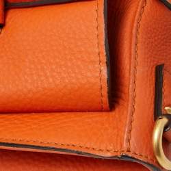 MCM Orange/Pink Croc Embossed and Leather Buckle Flap Top Handle Bag