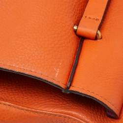 MCM Orange/Pink Croc Embossed and Leather Buckle Flap Top Handle Bag