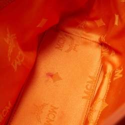 MCM Orange/Pink Croc Embossed and Leather Buckle Flap Top Handle Bag