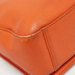 MCM Orange/Pink Croc Embossed and Leather Buckle Flap Top Handle Bag