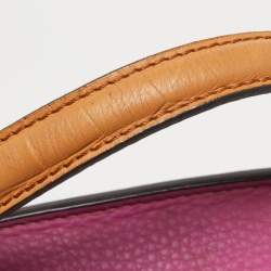 MCM Orange/Pink Croc Embossed and Leather Buckle Flap Top Handle Bag