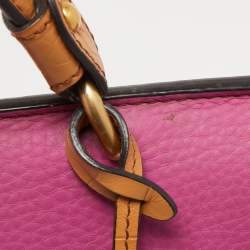 MCM Orange/Pink Croc Embossed and Leather Buckle Flap Top Handle Bag