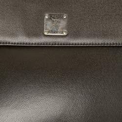 MCM Dark Brown Leather Flap Messenger Bag 