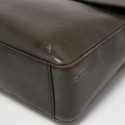 MCM Dark Brown Leather Flap Messenger Bag 