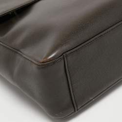 MCM Dark Brown Leather Flap Messenger Bag 