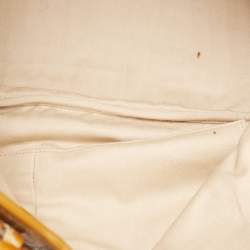 Pre Owned MCM Yellow Croc Embossed Patent Leather Shopper Tote