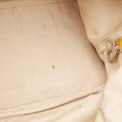 Pre Owned MCM Yellow Croc Embossed Patent Leather Shopper Tote