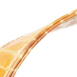 Pre Owned MCM Yellow Croc Embossed Patent Leather Shopper Tote