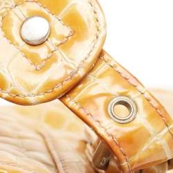 Pre Owned MCM Yellow Croc Embossed Patent Leather Shopper Tote