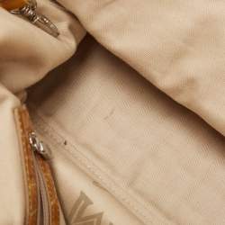 Pre Owned MCM Yellow Croc Embossed Patent Leather Shopper Tote