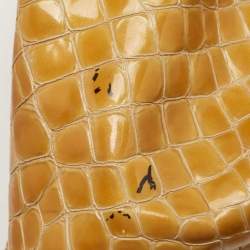 Pre Owned MCM Yellow Croc Embossed Patent Leather Shopper Tote