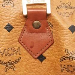 MCM Cognac Visetos Coated Canvas Heritage Boston Bag