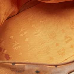 MCM Cognac Visetos Coated Canvas Heritage Boston Bag