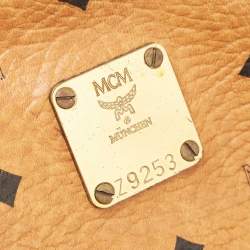 MCM Cognac Visetos Coated Canvas Heritage Boston Bag
