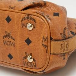 MCM Cognac Visetos Coated Canvas and Leather Shoulder Bag