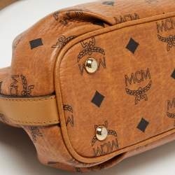 MCM Cognac Visetos Coated Canvas and Leather Shoulder Bag
