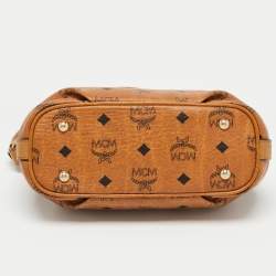 MCM Cognac Visetos Coated Canvas and Leather Shoulder Bag