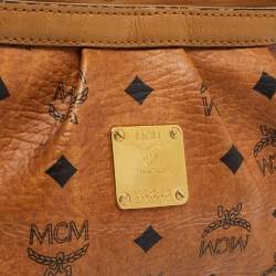 MCM Cognac Visetos Coated Canvas and Leather Shoulder Bag