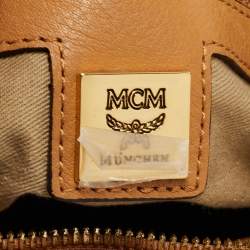 MCM Cognac Visetos Coated Canvas and Leather Shoulder Bag
