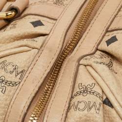 MCM Cognac Visetos Coated Canvas and Leather Boston Bag
