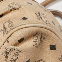 MCM Cognac Visetos Coated Canvas and Leather Boston Bag