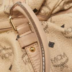 MCM Cognac Visetos Coated Canvas and Leather Boston Bag
