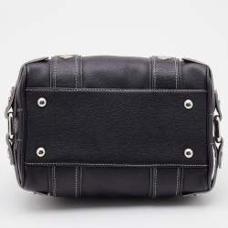 MCM Black Leather Logo Motifs Studded Satchel
