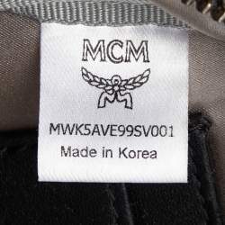 MCM Metallic Grey Coated Canvas Mini Visetos Stark Studded Backpack