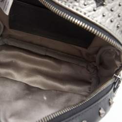 MCM Metallic Grey Coated Canvas Mini Visetos Stark Studded Backpack