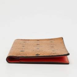 MCM Cognac Visetos Coated Canvas Passport Holder